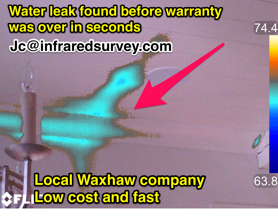 Ceiling water leak detected via infrared for warranty claim