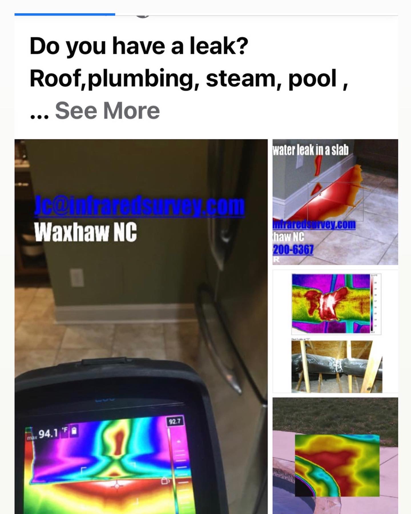 Water leak thermal imaging collage — multiple inspection examples