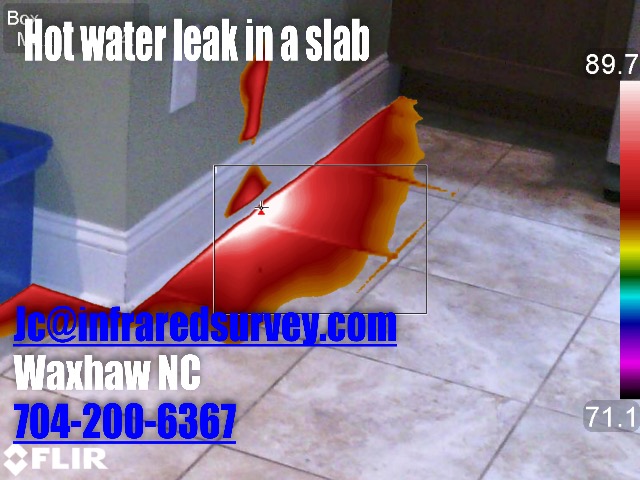 Slab leak detected with infrared thermal imaging